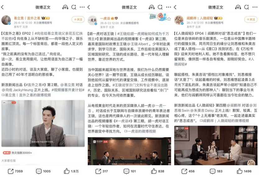 陈鲁豫、李诞、易立竞轮番上阵，新浪新闻出品的访谈为何能持续刷屏？